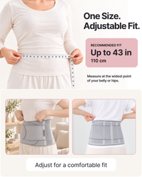 Belly Armor postpartum support belt adjustable fit measuring guide, up to 43 inches