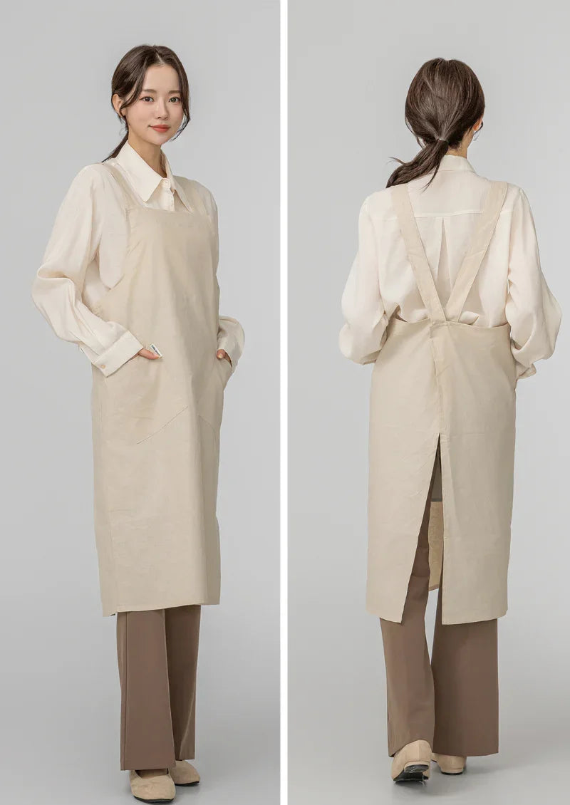 Front and back views of the Belly Armor premium linen EMF protection apron
