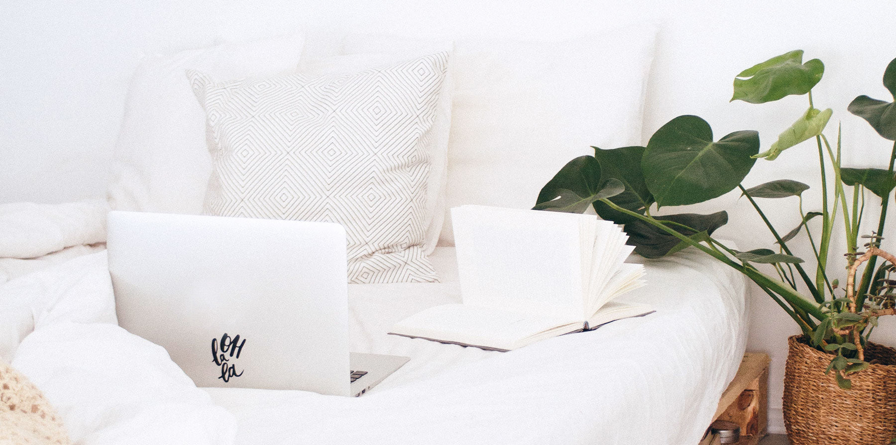 Peaceful bedroom with white sheets