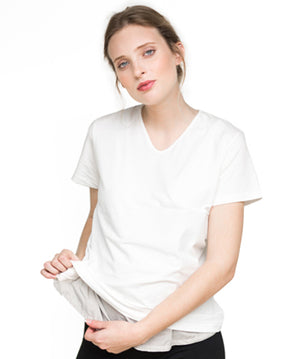 Belly Tee in White - Showing Fabric