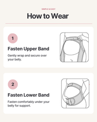 Belly Armor maternity support belt positioned above and below the growing belly
