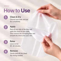 Belly Armor belly mask application steps: clean, apply, relax for 30–60 minutes and remove