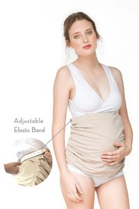 Beige Belly Armor EMF belly band with adjustable elastic band detail